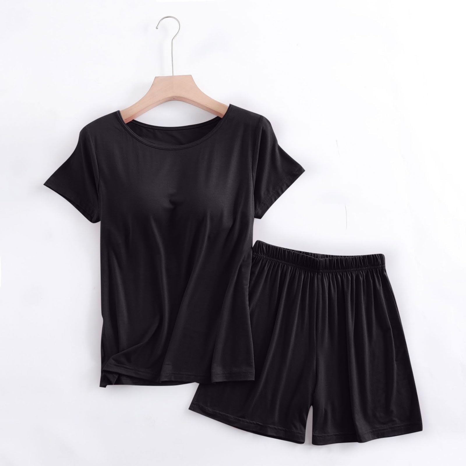 Generico Completo Donna Pantaloncini e Top con Reggiseno Integrato Pigiama Corto per Casa Abbigliamento Casual Estivo