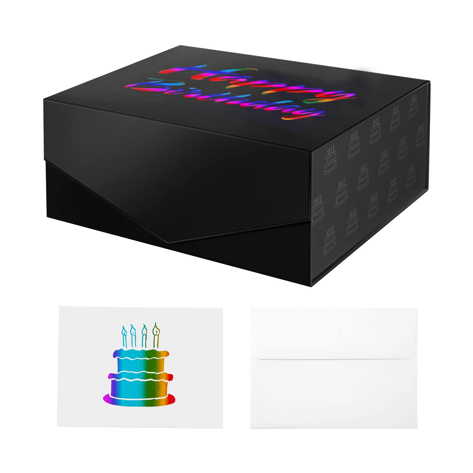 HAPPY POTATO Birthday Gift Box 9x6.5x3.8 Inches, Gift Box with Lid, Rectangle Collapsible Gift Box, Magnetic Gift Box for Birthday (Matte Black)