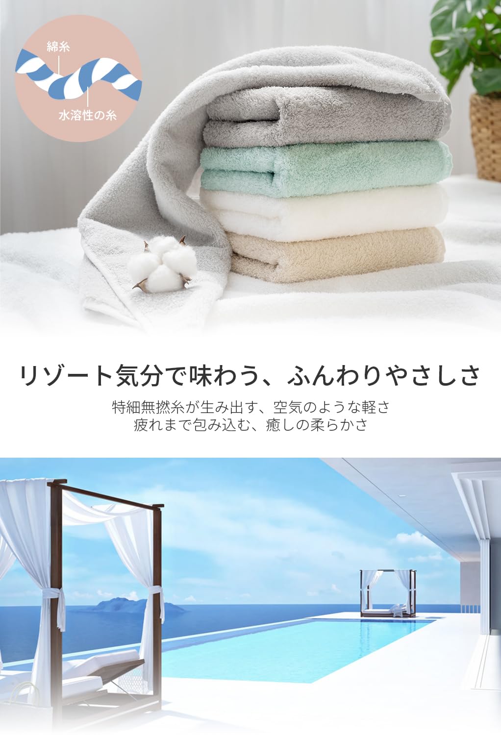 Amazon.co.jp: AIFY リゾートタオル 無撚糸フェイスタオル 10枚セット