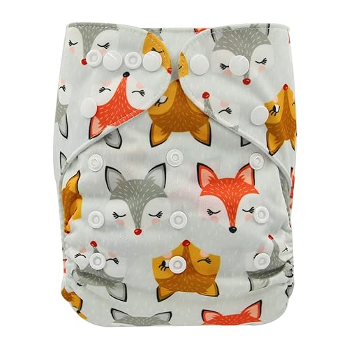 Pañal de bolsillo para bebé, reutilizable, lavable, de 8 a 36 libras (zorros pequeños)