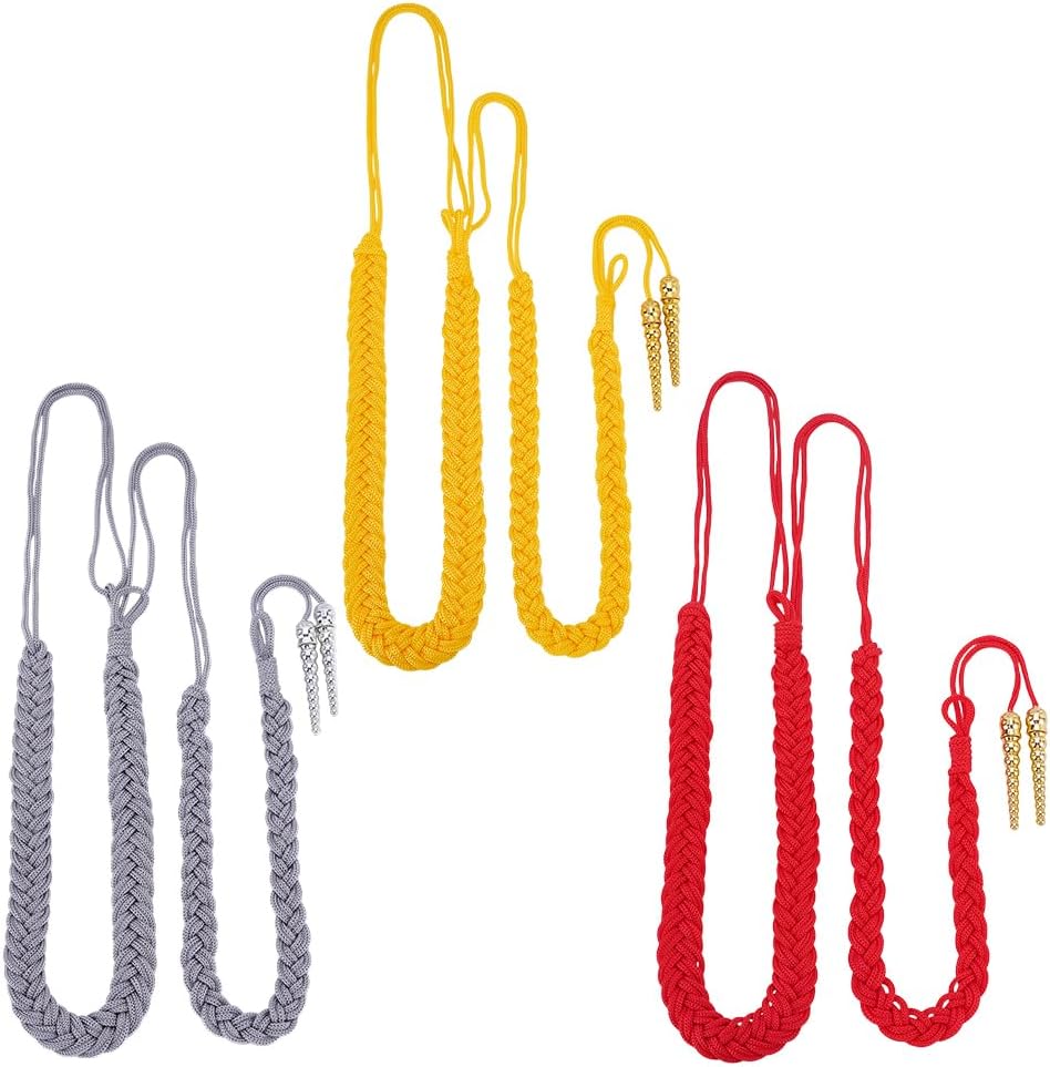 3PCS 3colors Shoulder Wire Cord Army Shoulder Aiguillette Wire Cord Traditional Military Honor Cords Shoulders Badge with 2 Tips for Uniform Cosplay Costume DIY Clothes