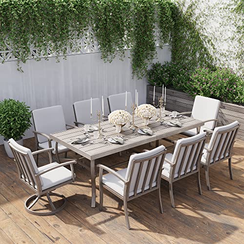 Aluminum 9 Piece Patio Dining Set for 8 - Gray