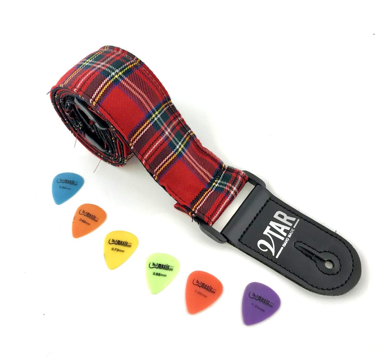 Vtar Red Vegan Royal Stewart Tartan Acoustic Electric Guitar Strap - Adjustable