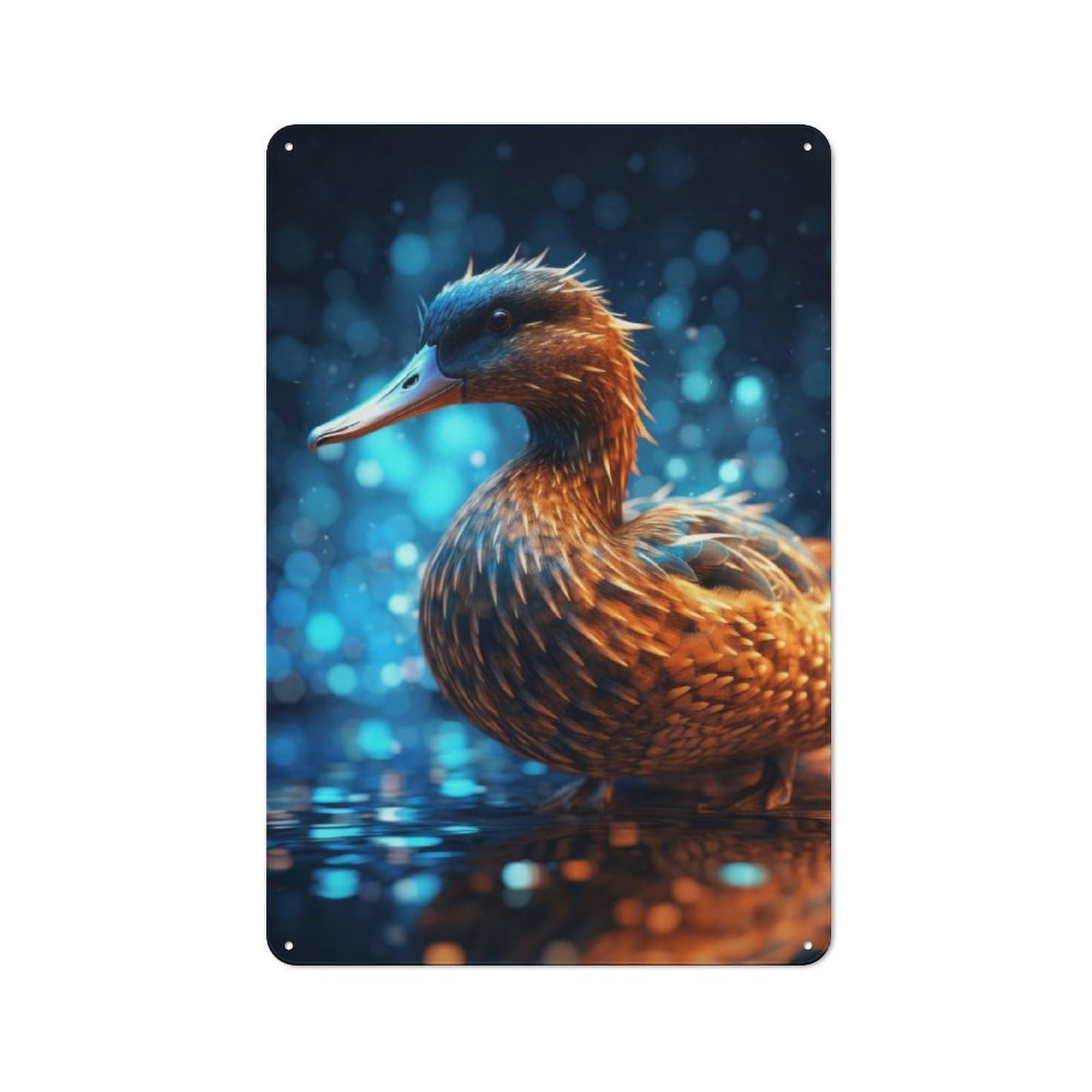 Junmoney Glowing Mallard Duck Retro Metal Wall Sign 30X20cm For Guest Room Or Hallway, New-Space Wall Decor For Home Decor Collectors