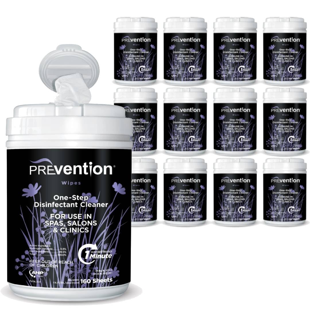 Prevention Canister Wipes and Canister Wipes 12 Pack Surface Disinfecting Supplies for Salons Spas Clinics Hospital Grade