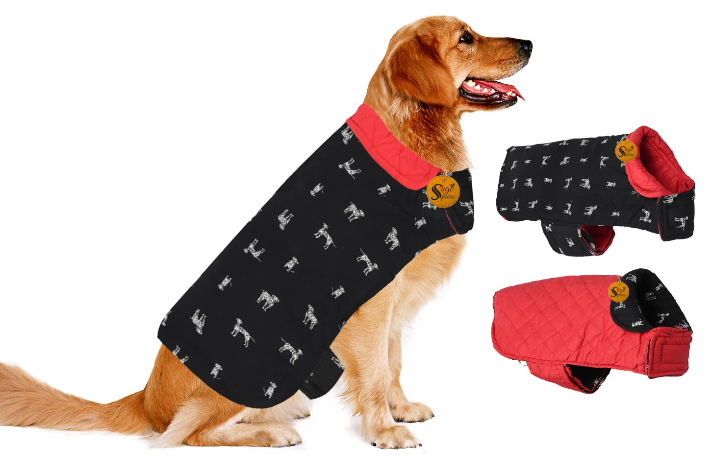 Sage Square 2 in 1 Premium Reversible Double Side Dog Coat, Ultra Warm Windproof Winter, Thicker Fleece Jacket for Cold Weather (Black and Red) (Small) (12 Inches) (B09NDQGVB5) Amazon Price History, Amazon Price Tracker