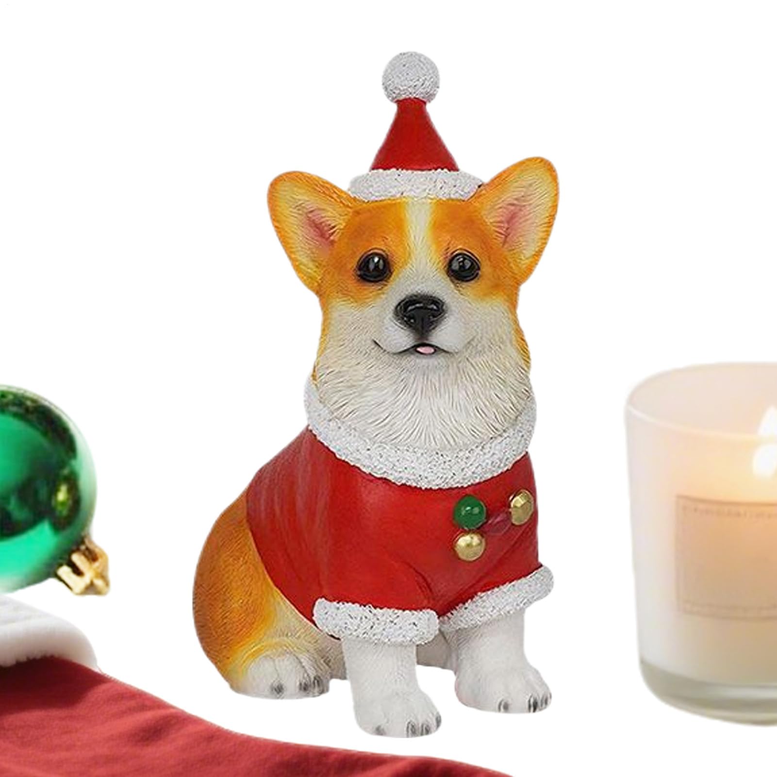 Figurine de chien de Noël en résine de qualité supérieure pour fête
