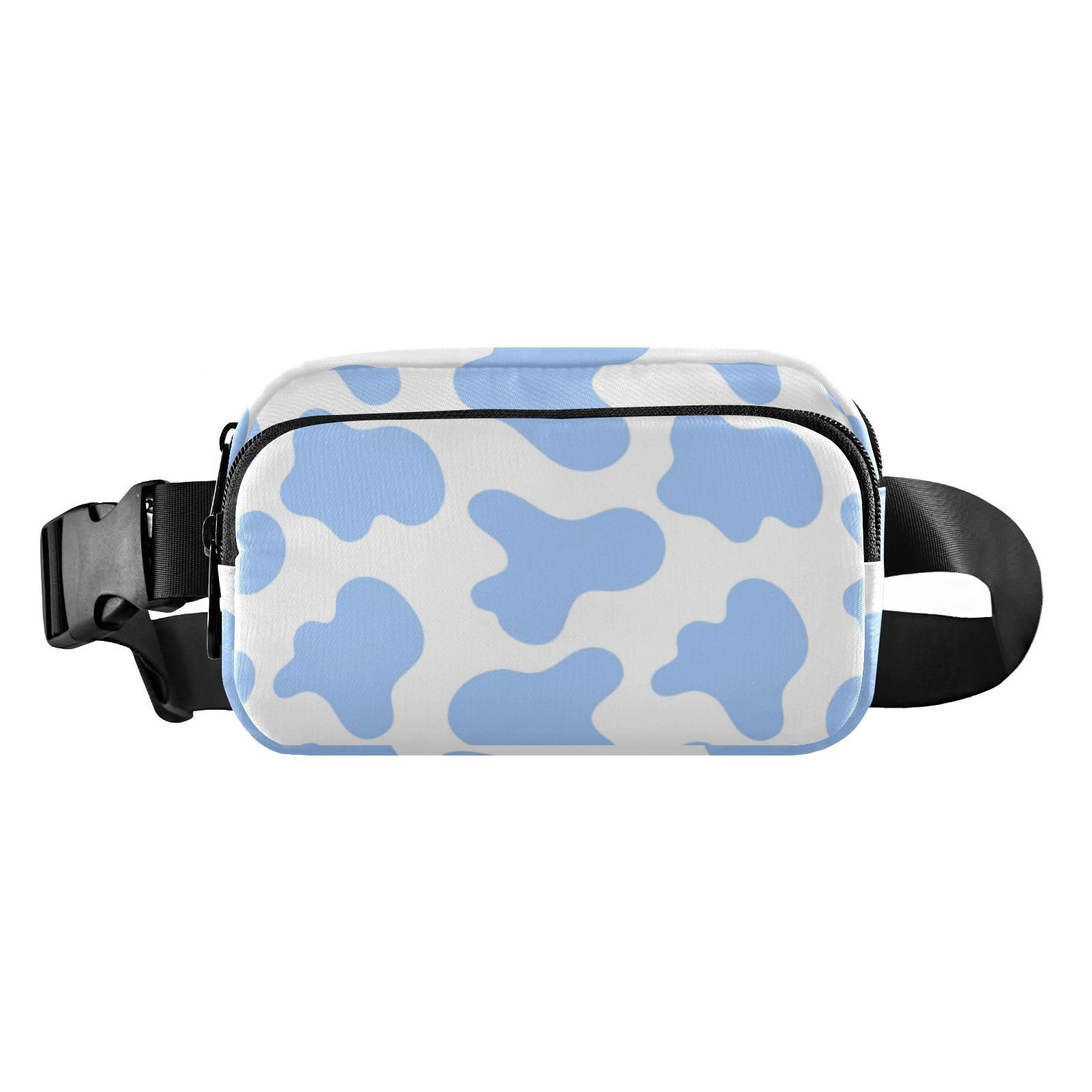Cow Print Fanny Pack Belt Bag Crossbody Bags for Women with Adjustable Strap Mini Everywhere Waist Pouch for Workout Running, Blue, 8" x 5.3" x 2.3"/20 x 13 x 6cm