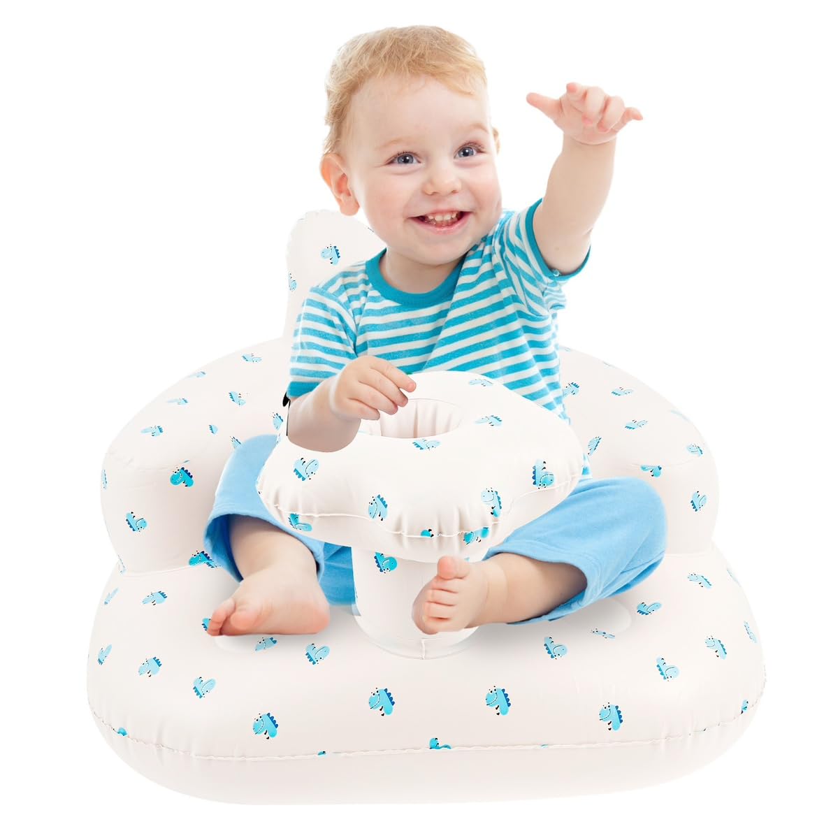 Inflatable Baby Chair,Baby Inflatable Seat for Babies 5 Months and Up,Built in Air Pump Infant Back Support Sofa,Toddler Chair for Sitting Up Babies Shower Chairs Outdoor Seats Floor Seats(Dinosaur)