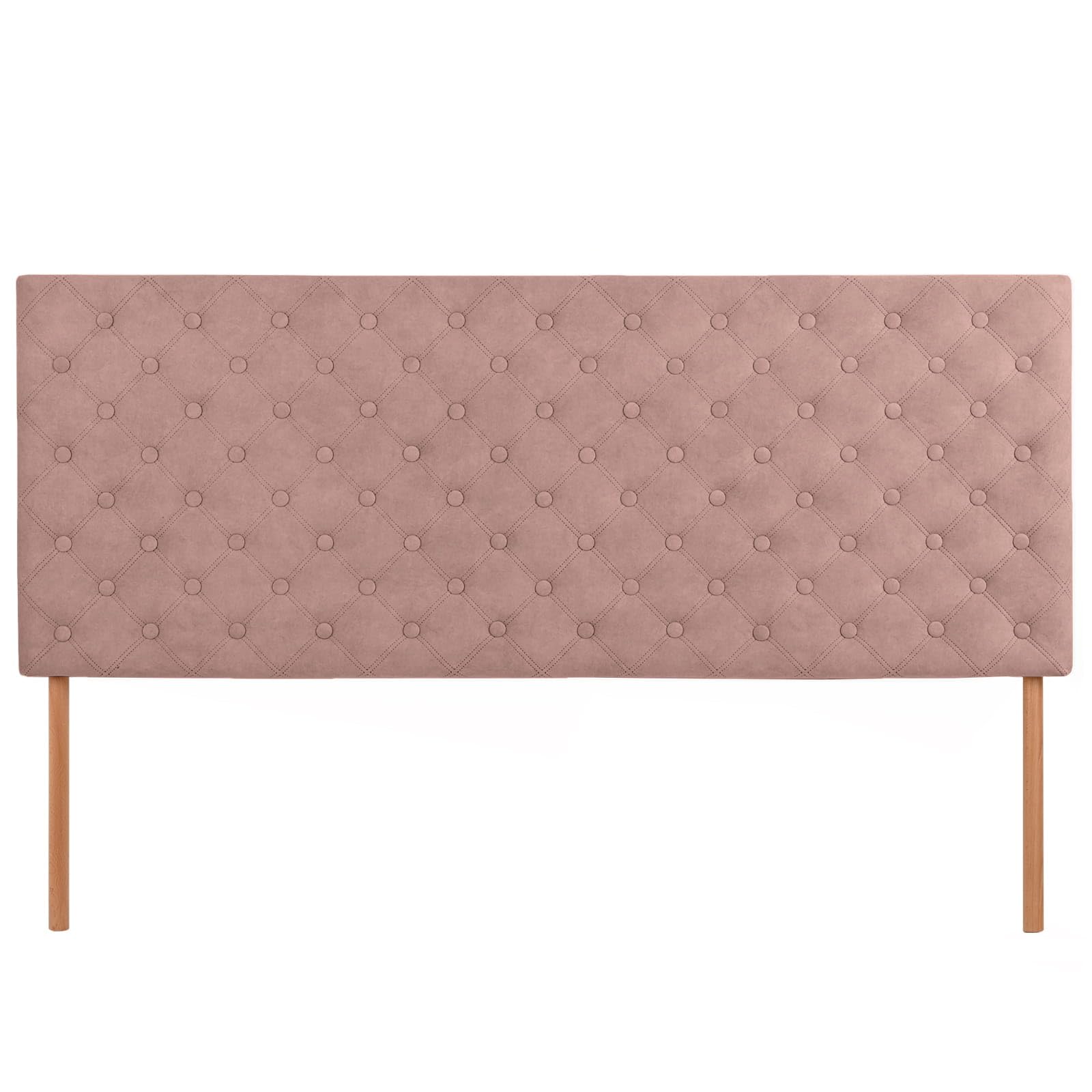MG Design Tête de lit pour lit 160 x 60 cm rembourrée Rose avec Pieds en Bois – Appui-tête Facile à Monter, en Tissu Velours Doux, avec Rembourrage élastique, avec piqûres décoratives