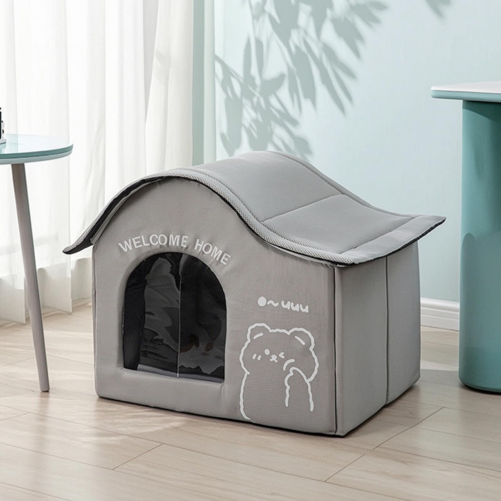 kowaku Rifugio Letto per Animali Cuccia Casa Struttura Isolante E Alloggio Ghiaccio per Benessere Estivo Adatto per Cani, Grigio Mylo Orsetto, L Adatto Per Peso Entro 25 Jin