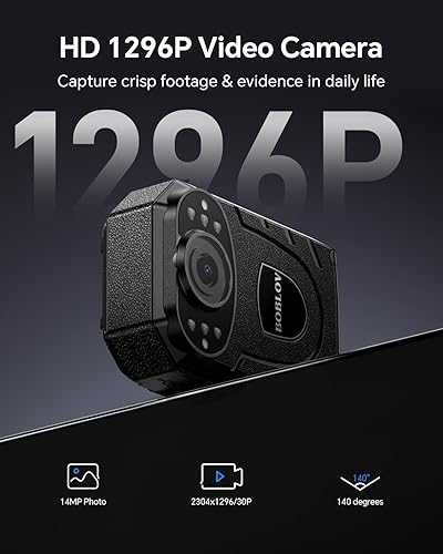 Miniatura 2 de BOBLOV KJ21 Cámara desgastada por el cuerpo, grabadora de video 1296P, 256 GB máximo, batería de 2850 mAh para grabación de video de 11 horas con