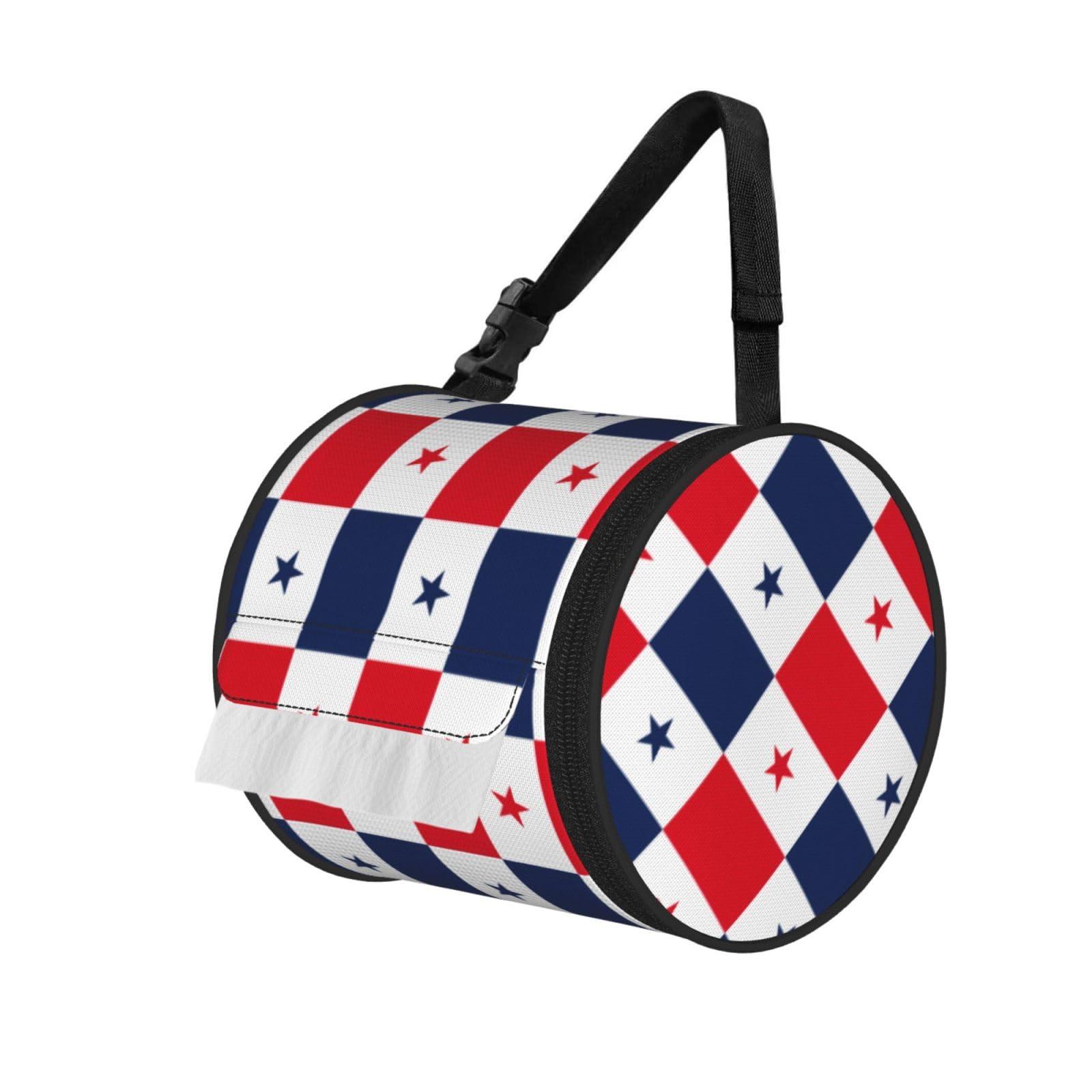 Flag of Panama Printed Adjustable Roll Paper Holder, Snap Buckle Oxford Cloth Tissue Bag for Home Office Car
