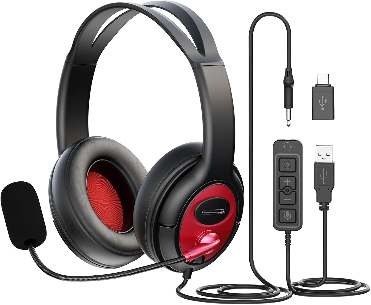 MAIRDI USB PC Gaming Headset with Mic, 6-Mode Sound Setting Wired Headphone with 3.5mm Jack for PS5, PS4, PlayStation, Xbox One, Nintendo Switch, Gaming Headphone with Microphone Noise Canceling