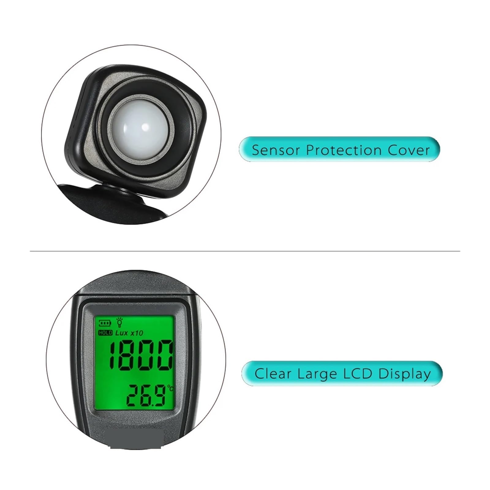 Probador de luz Digital Mini luxómetro Digital con Pantalla LCD, luminómetro de Mano, fotómetro, medidor luz, 0-200000 Lux