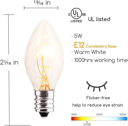 Vista 20 de Brightown - Paquete de 25 bombillas C7 de repuesto para guirnalda de luces de Navidad al aire libre, multicolor