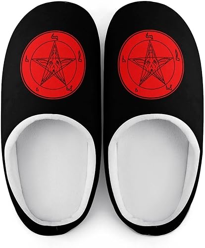 Miniatura 7 de Satanic Baphomet Goat Symbol - Pantuflas de algodón para hombre, de espuma viscoelástica, lavables, antideslizantes, zapatos para casa