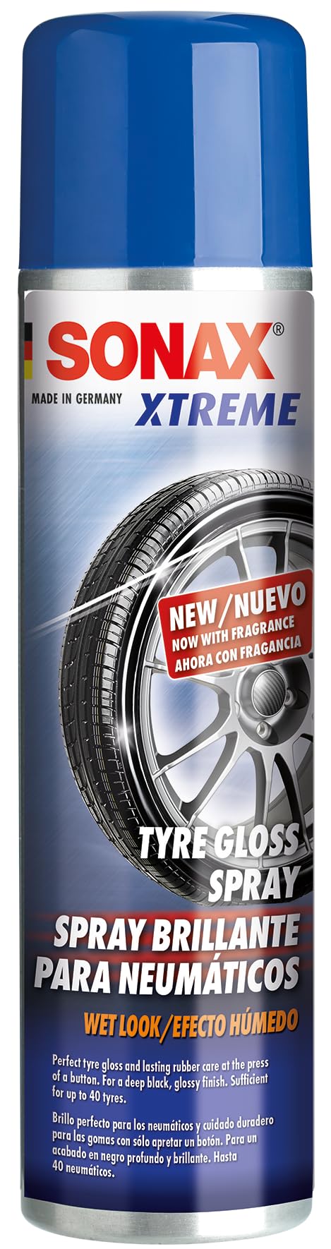 SONAX XTREME Tyre Gloss Spray 400 ml | Perfect Clean & Shine | Long-Lasting Wet Look Shine for Tyres | Easy-to-apply | Protection from Cracking |Deep Black | Brilliant Appearance-image-19