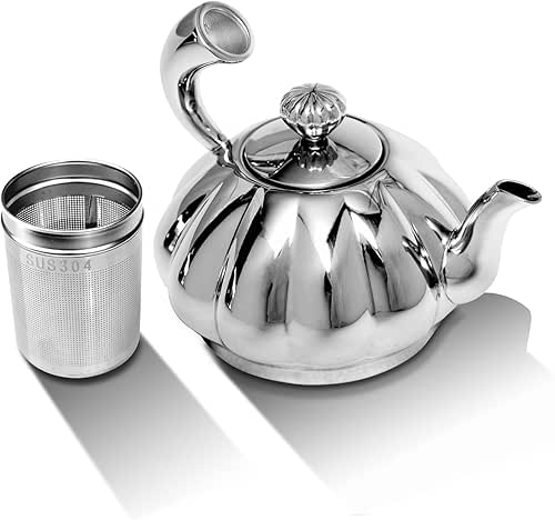 Stainless Steel Teapot with Removable Infuser - 12OZ Stovetop Safe