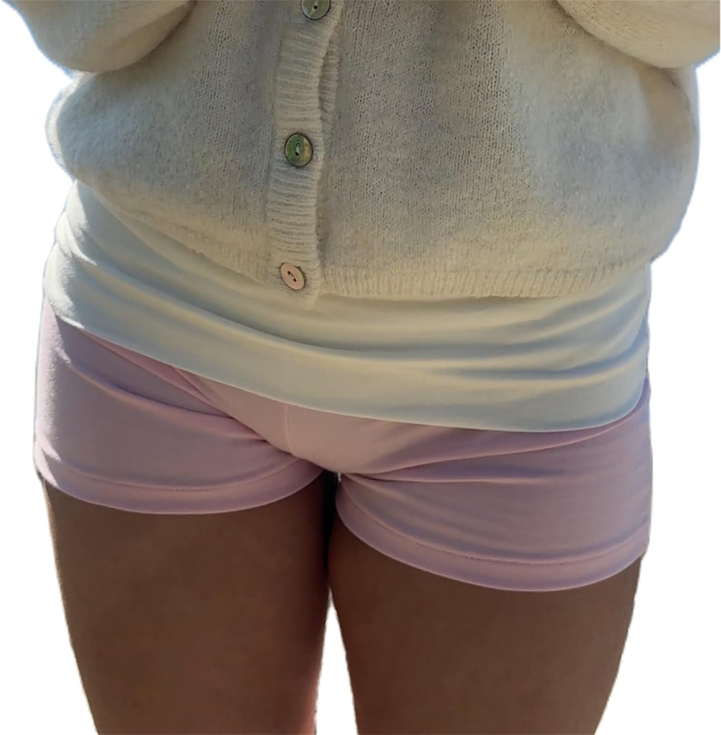 Women Y2k Fold Over Striped Shorts Cute Contrast Color Elastic Low Waist Slim Fit Micro Shorts Pjs Mini Sleep Bottoms