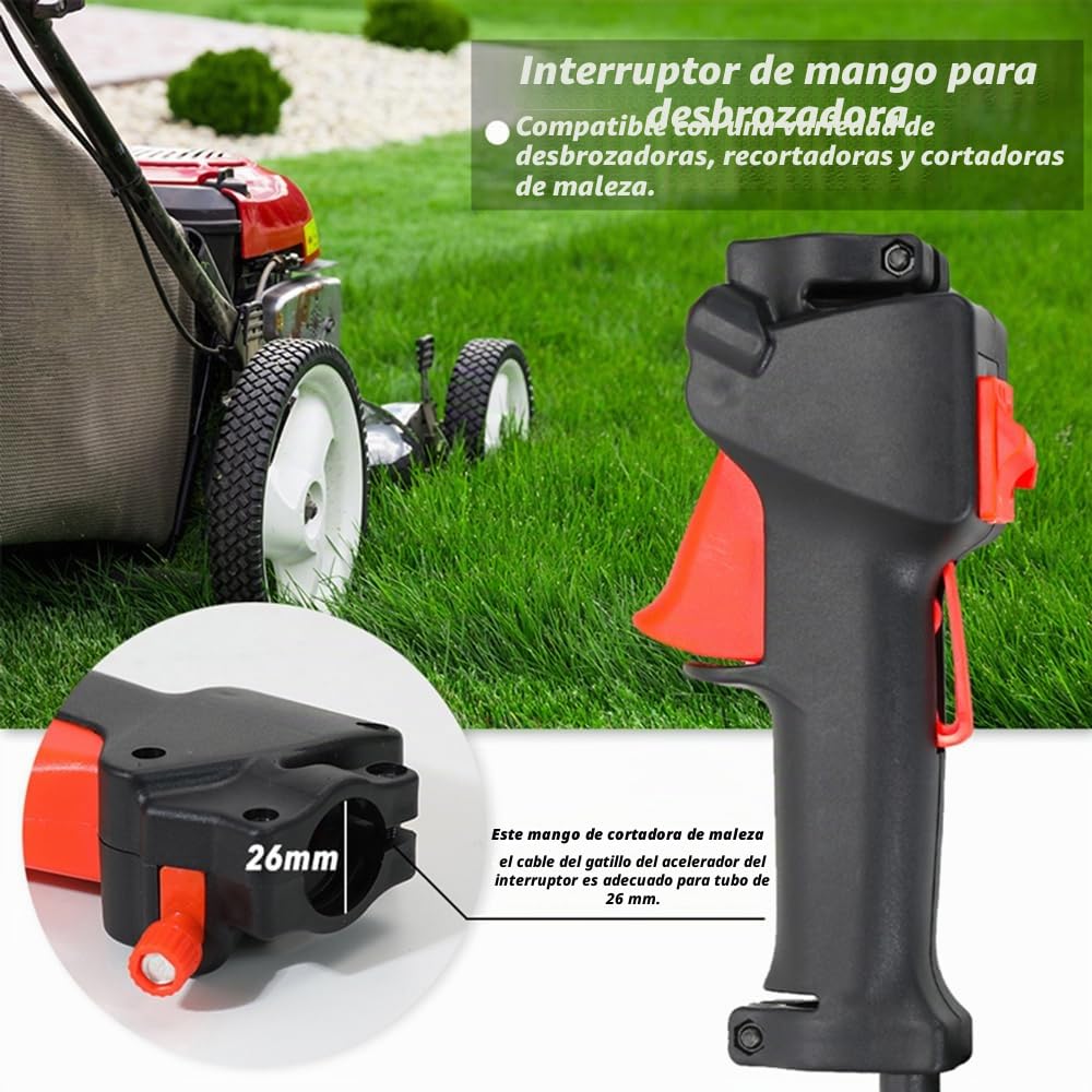 SEIWEI Interruptor de Mango de Control del Acelerador, Disparador de desbrozadora, Juego de Cables de 1,1 m, Piezas para máquina de jardín, Cortador de cepillos, Mini motosierras, Tubo de 26 mm