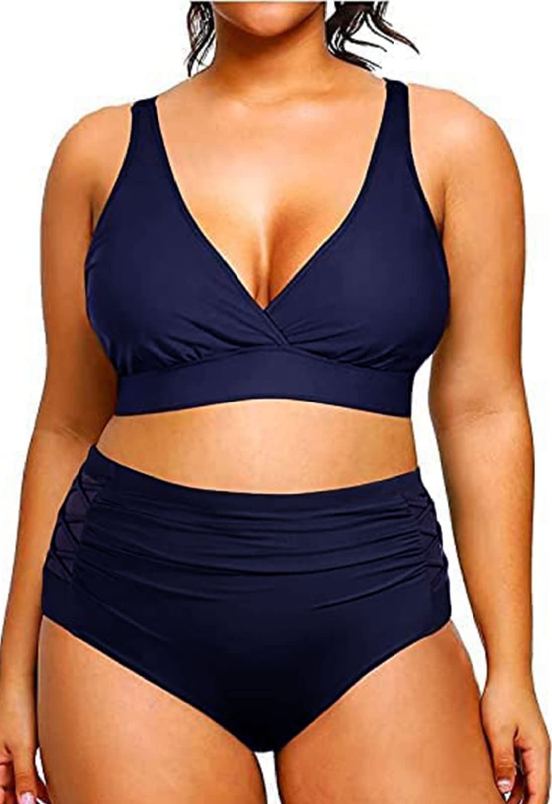 CheChury Conjuntos de Bikini Tallas Grandes Traje de Baño Mujer 2024 Bikini Sets Cintura Alta Bañador Tallas Grandes Sexy Bikinis V Neck Traje de Baño Push Up Ropa de Playa Triángulo Bikini Dos Piezas