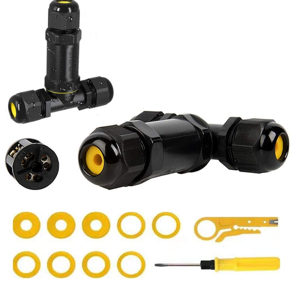 Connection Sleeve Cable Connector Waterproof IP68, Junction Box T-Shape Connection Box for Ø4-14mm Cable Diameter