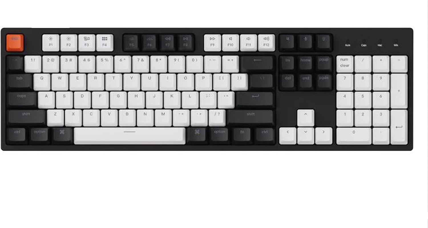 Keychron C2 104 Keys Full Size Wired Mechanical Keyboard for Mac Windows, Hot-swappable Gateron Brown Switch RGB LED Backlit Double-Shot ABS Keycaps, USB-C Gaming Keyboard for Gamer/Typists/Office