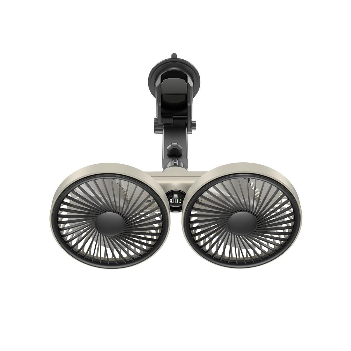 Wentylator samochodowy do tylnego siedzenia, 5V 2A podwójne wentylatory USB z 3 prędkościami, przenośny wentylator na siedzenie, obracany o 360°, ultra-cichy skł Beige Front-Mount Suction Cup Bracket