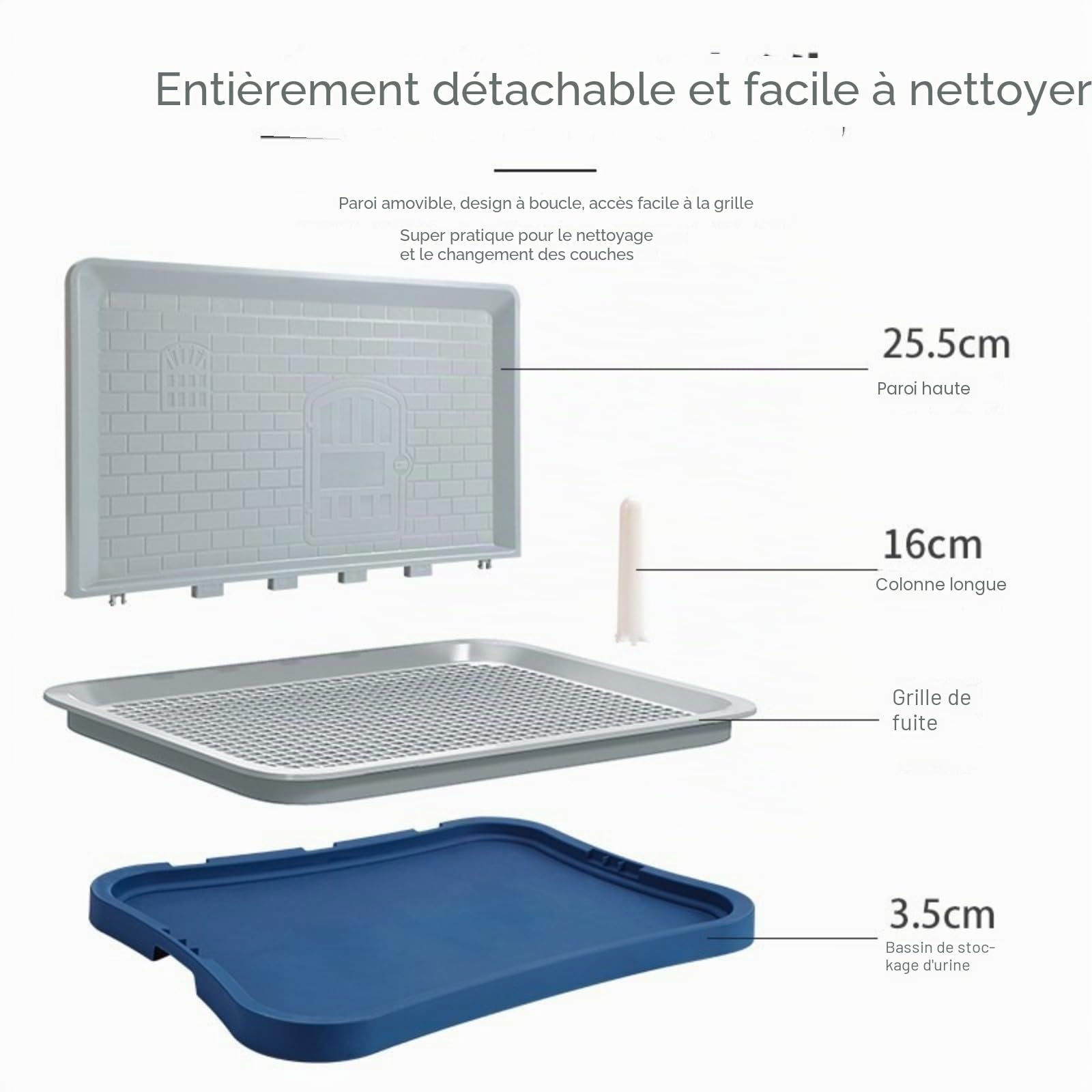 WC pour chiens avec porte de pipi avec paroi haute, facile à nettoyer, gardez la litière pour chiots de chiots à sec de la patte pour immeubles d'appartements, grand bleu, toilettes pour chiens