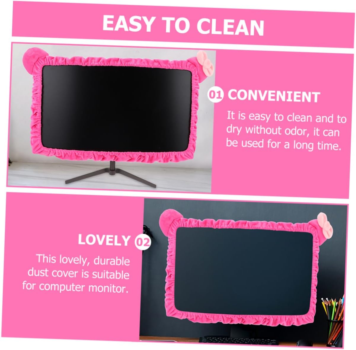 POPETPOP 2Pcs Monitor Dust Cover Elastic Protective Sleeve for Screens Static Design Decorative Computer Cover for Family and Friends