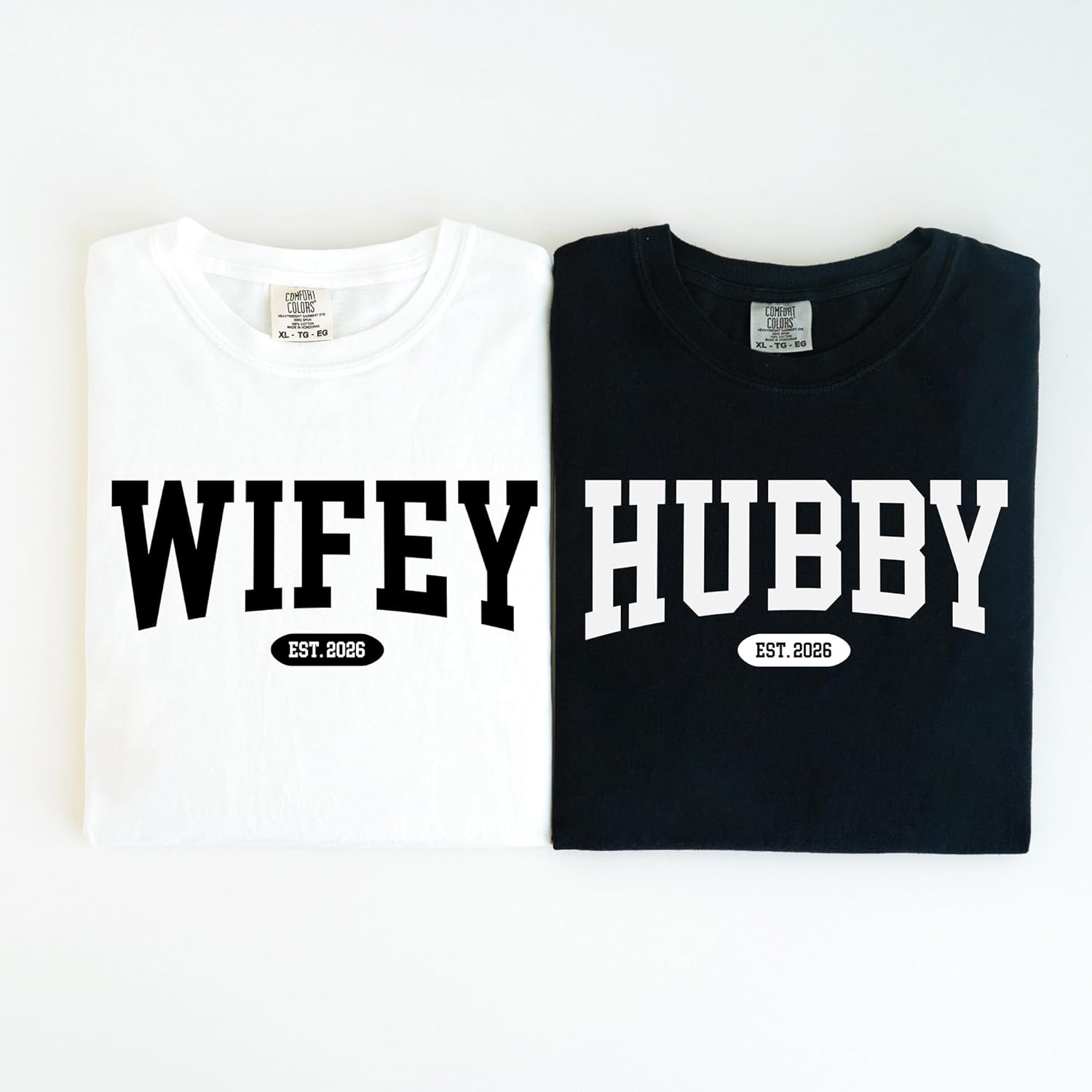 Custom Hubby and Wifey Sweatshirts Hoodies Tshirts Comfort Colors® for Valentines Day Matching Couples Wedding Gifts - Image 8
