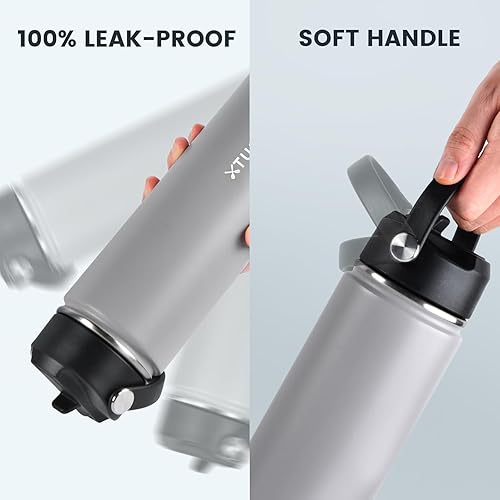 Miniatura 3 de Botella de agua de viaje aislada de 24 onzas, acero inoxidable, a prueba de fugas, mantiene las bebidas calientes o frías, para exteriores,