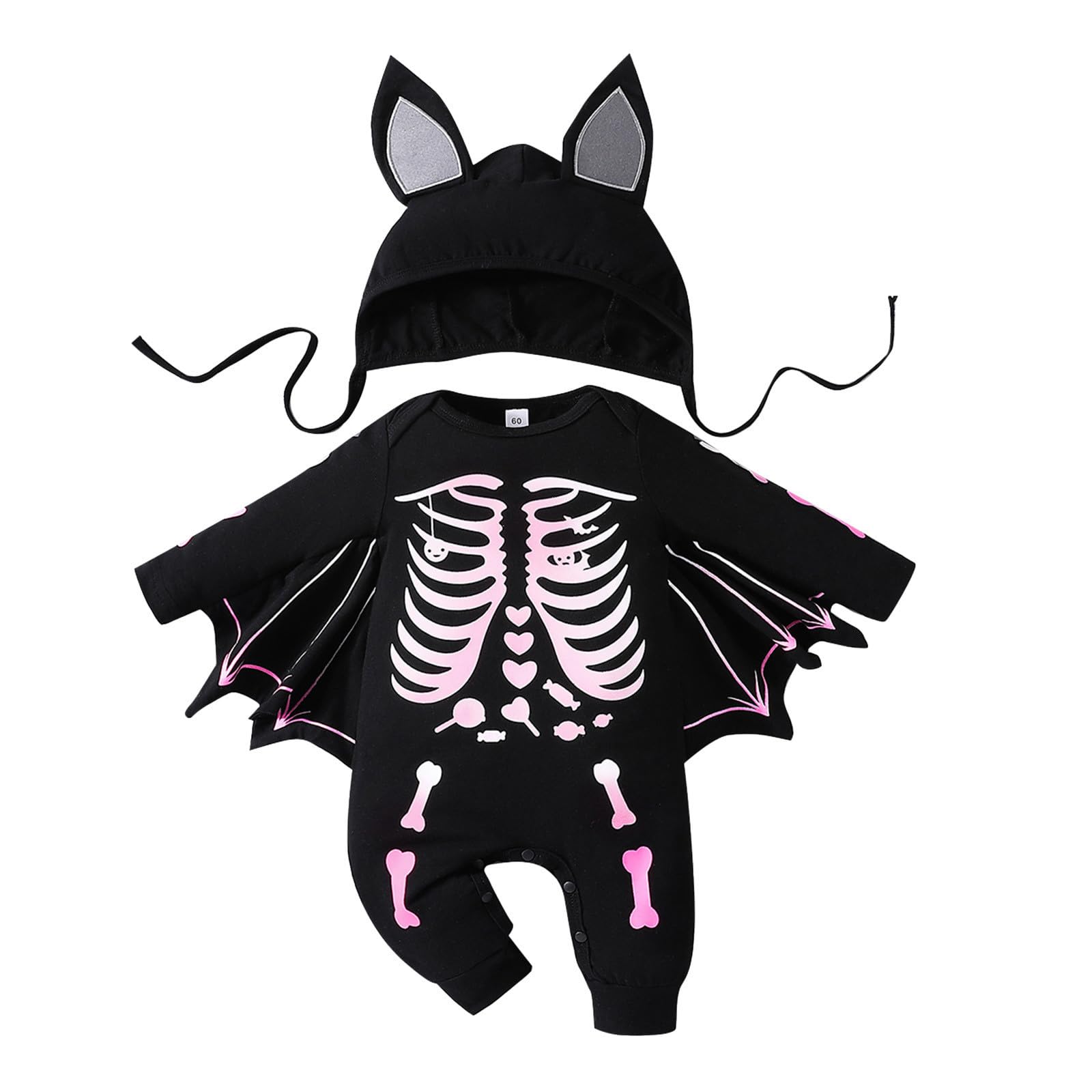 Cokbyavla Sleeveless Bat Romper, Baby Halloween Dress Pumpkin Boy Shirt Baby Boy onepiece 6-9 Months Footies Vampire Bat Costume For Men Ghost Outfit Girl Jumpsuit 9- Infant,0-3 Months