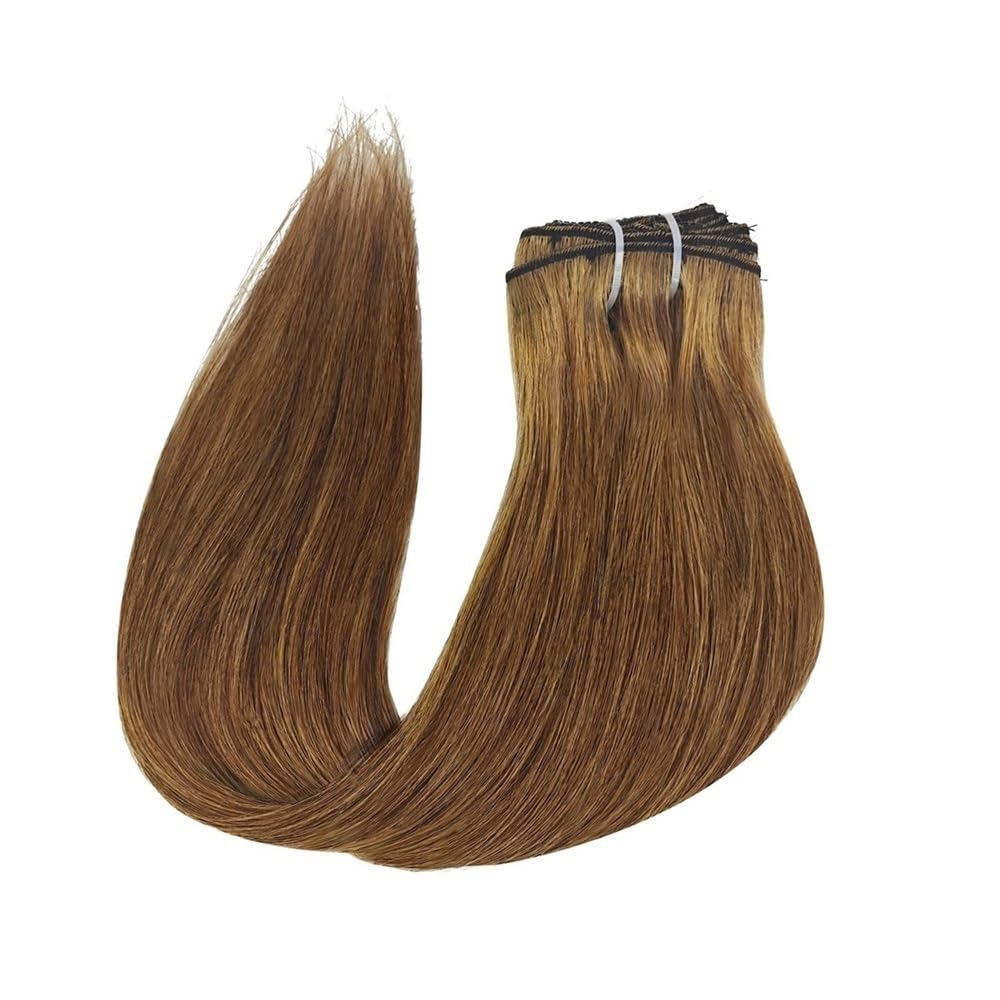 Extension for capelli con clip castano scuro, veri capelli umani, 120 g, Remy, morbidi e lisci, for donne, 8 pezzi, 10-26 pollici(#6,24inches)