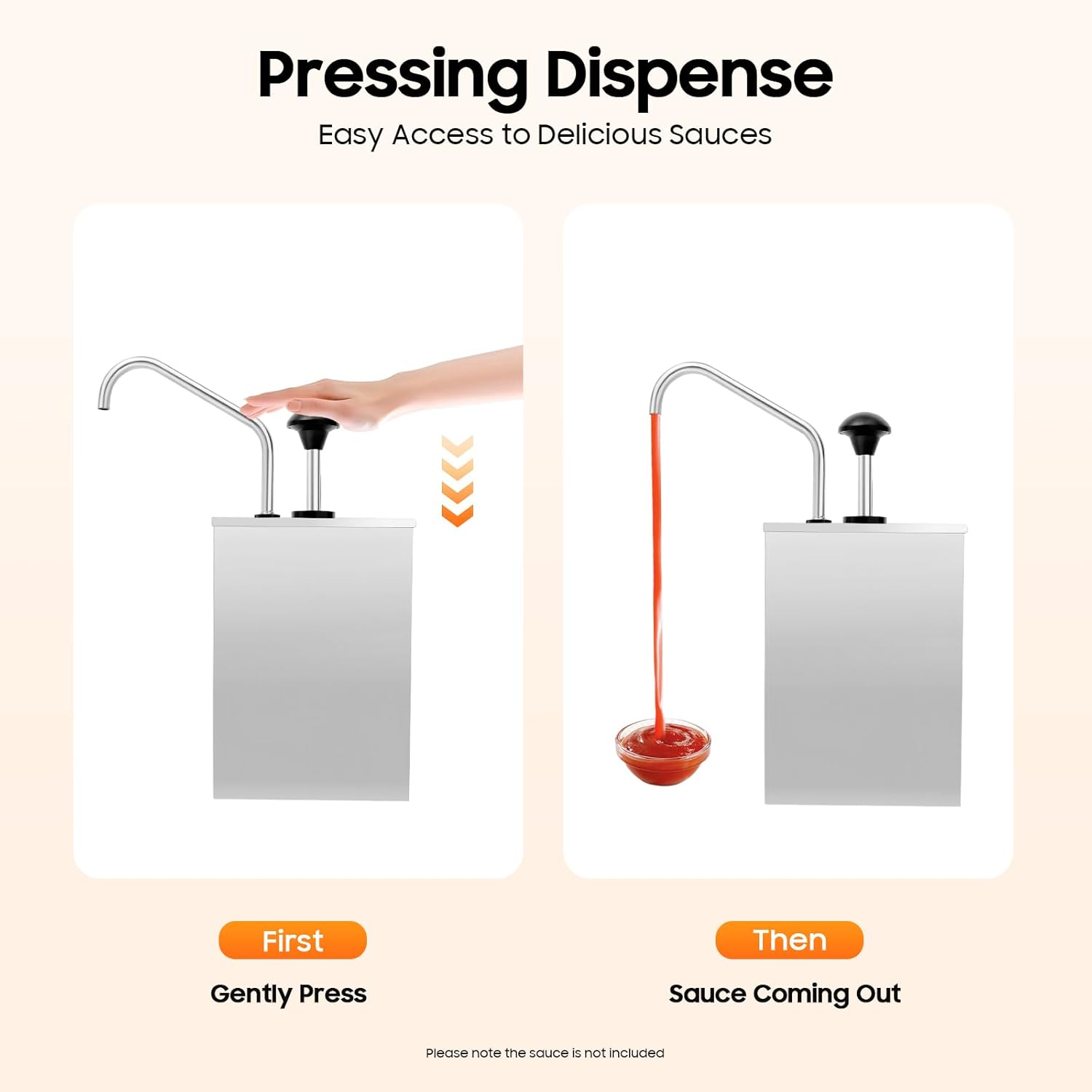 Stainless Steel Sauce Pump Dispenser, 4l/4.2qt Commercial Ketchup Dispenser Pump, Condiment Pumps Dispensers For Ketchup Dressing Syrup