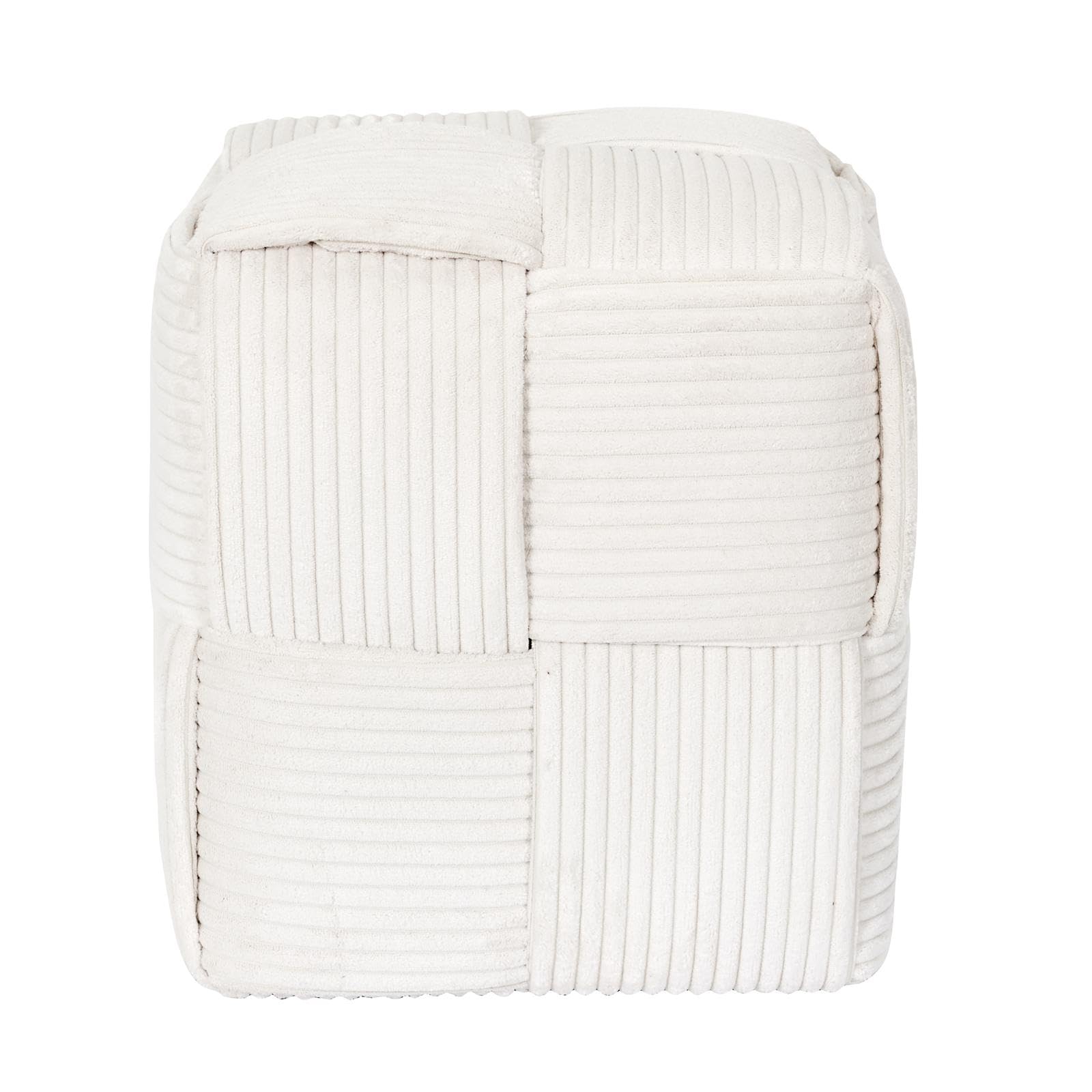 HOME DECO FACTORY Pouf Côtelé Tressé Siège et Repose-Pieds Beige