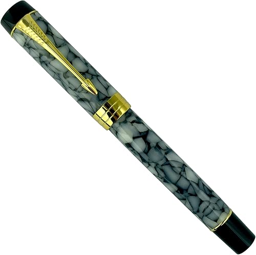Pluma estilográfica Jinhao Century Series 100, mármol gris, punta fina de 18 KGP con convertidor de tinta, clip de flecha, caja de regalo