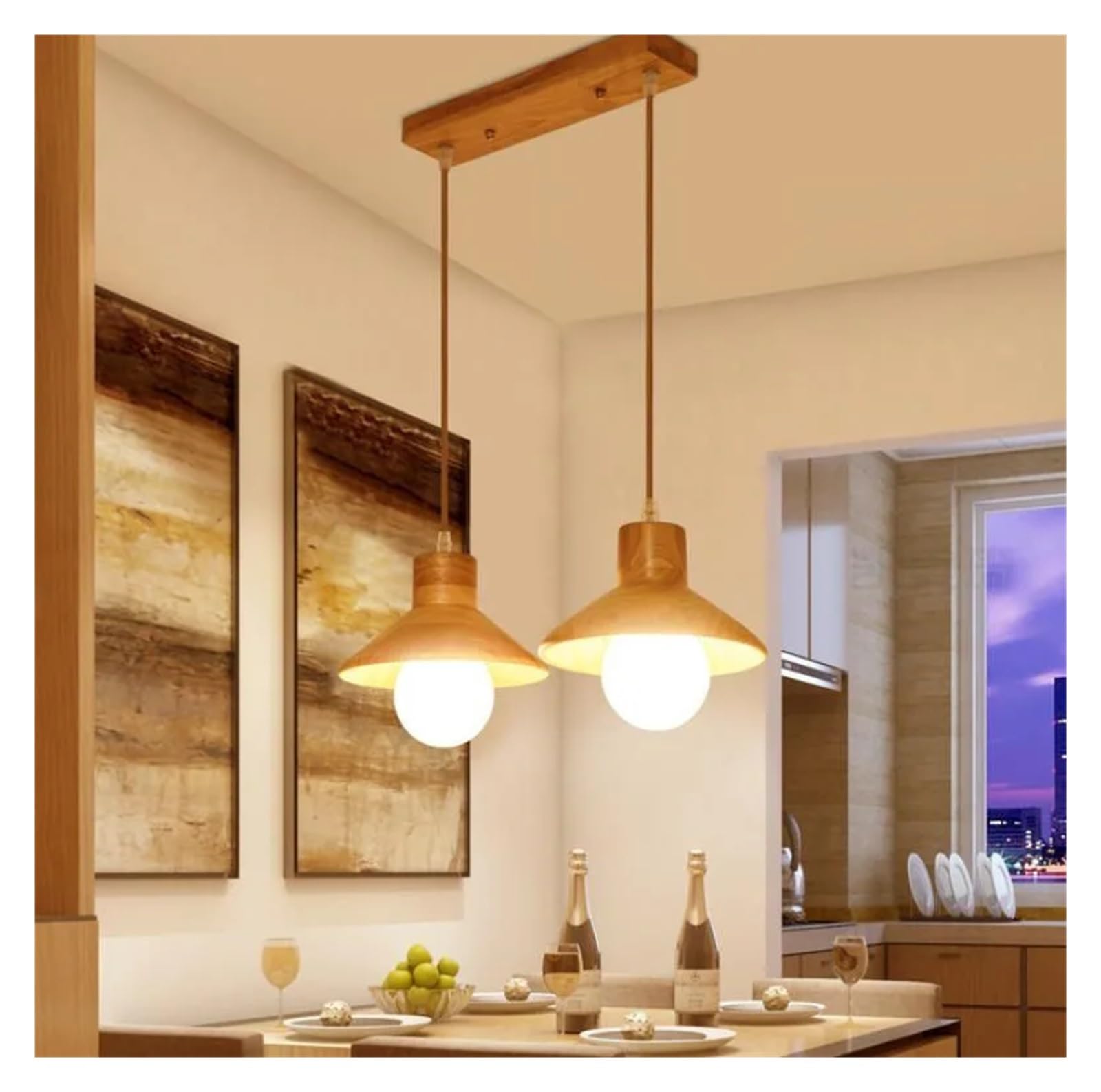 Suspensions en bois pour cuisine au design scandinave haut de gamme