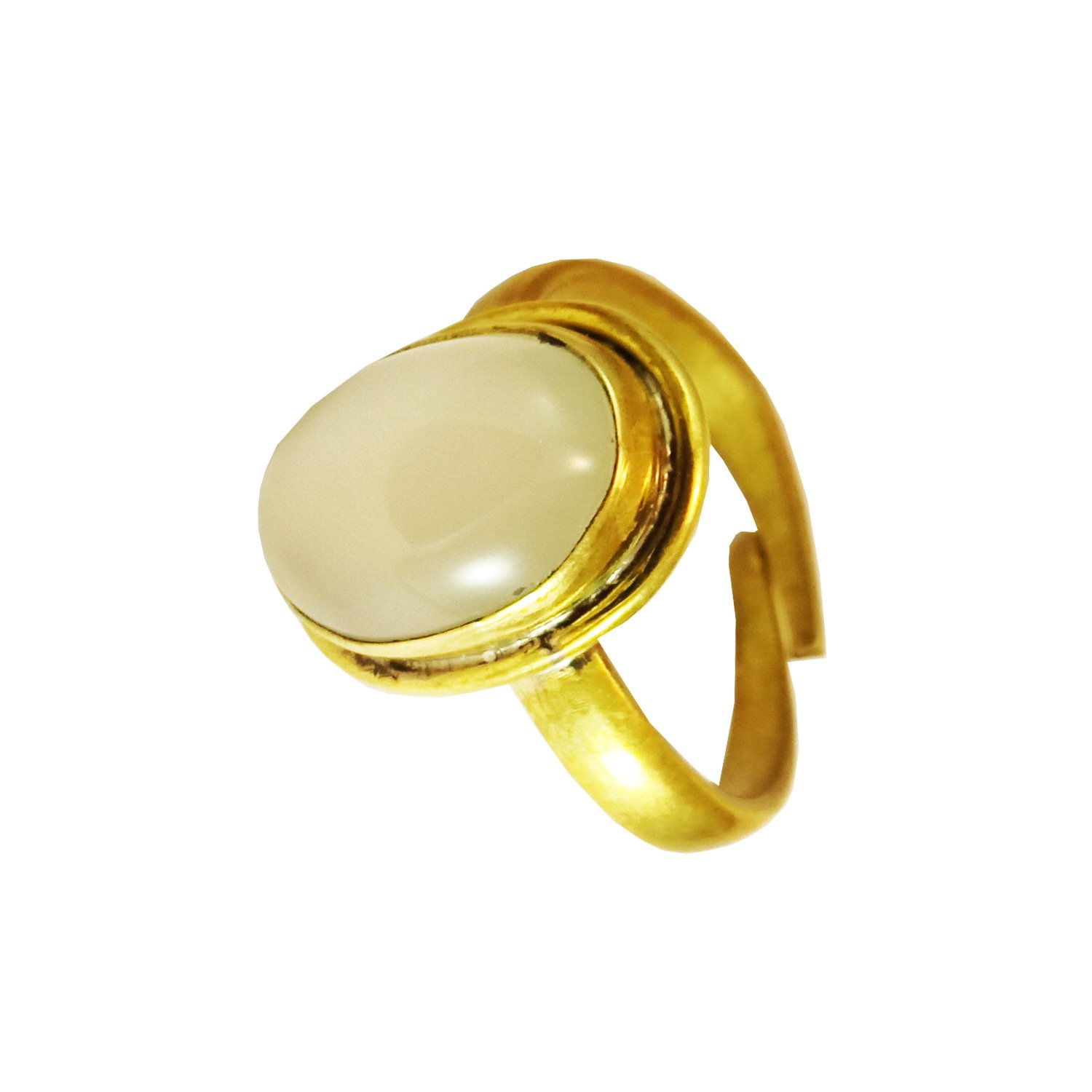 Rashigems Moonstone Ring 9.25 Ratti atural Certified Moonstone Panchdhatu  Gold Plated Birthstone/Astrology/Rashi Ratan Adjustable Ring for Men & Women