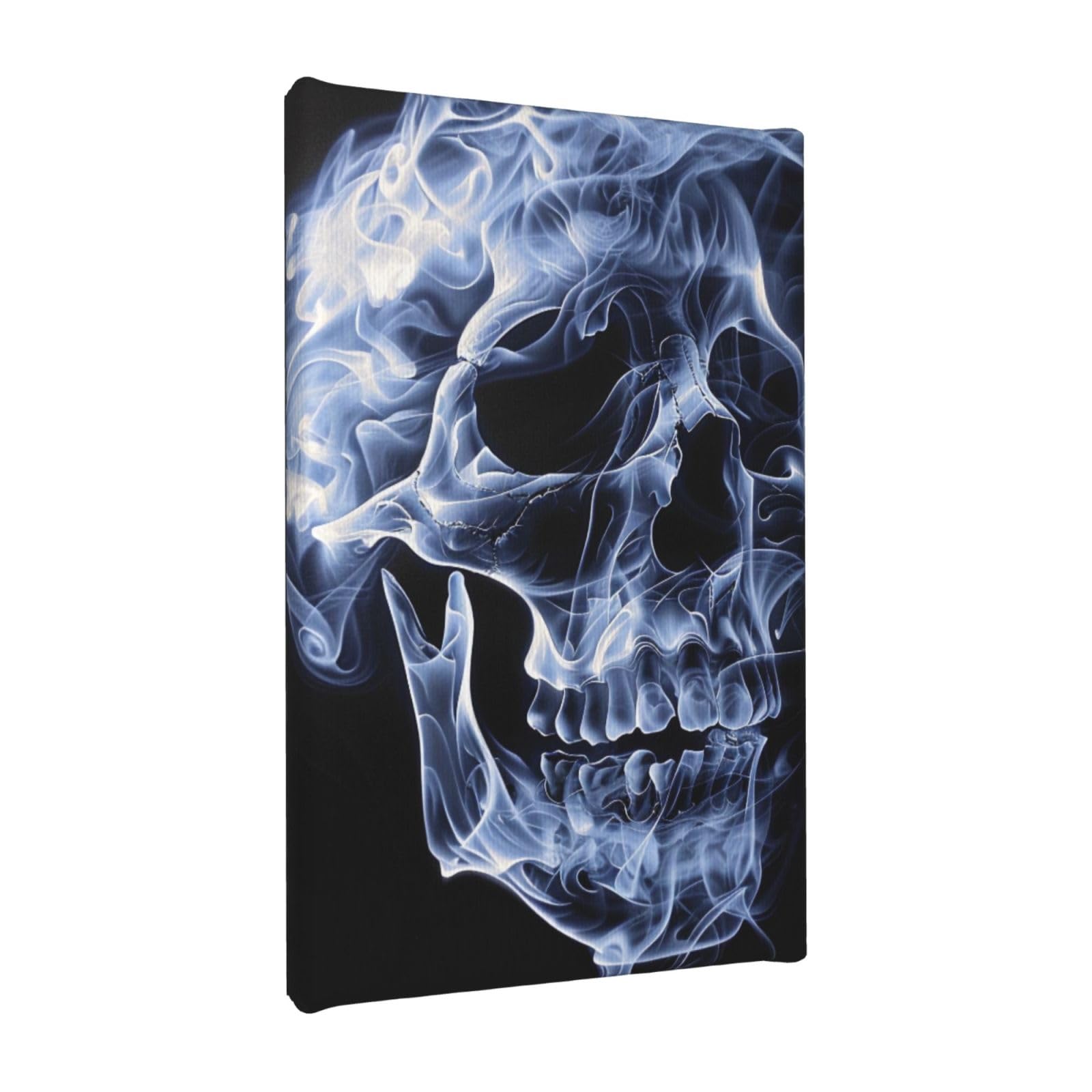 YKLJG Skull Printed Wall Art Canvas Painting 20x30 CM Wooden Framed Picture Painting Artwork Prints for Bedroom Kitchen Home Office Decor