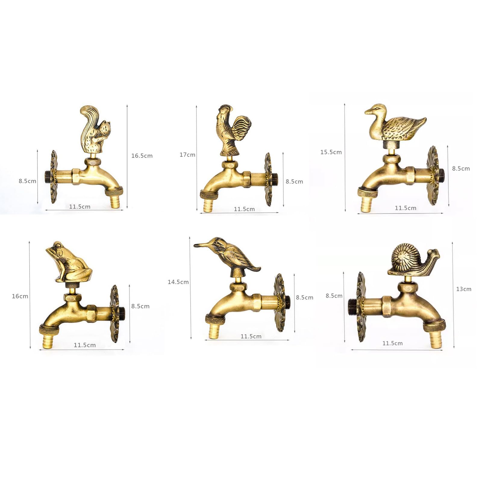 Robinet Exterieur Animaux G1/2" Robinet Exterieur Jardin Mural Eau Froide Uniquement Trou Unique Poignée Unique,Rétro E