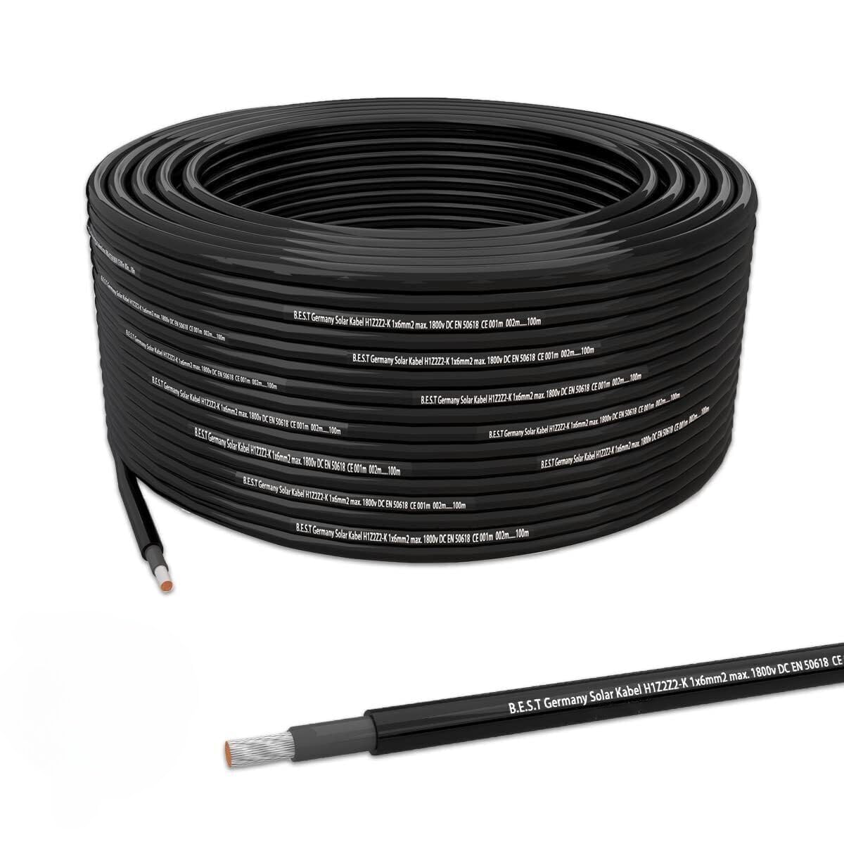 Solarkabel Solarleitung 25m 4mm² Photovoltaik PV Kabel + 10 Stecker Schwarz