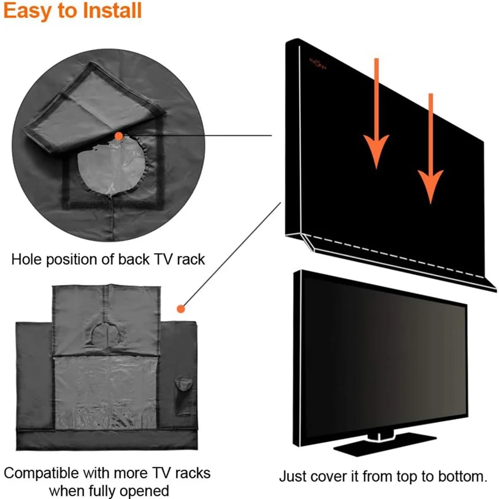 Cubierta Para Tv Funda de Tela Gruesa for TV al Aire Libre o televisores Exteriores con Bolsillo for Control Remoto TV Impermeable, Resistente a la Intemperie y al Polvo(Grey,46x48inch TV)