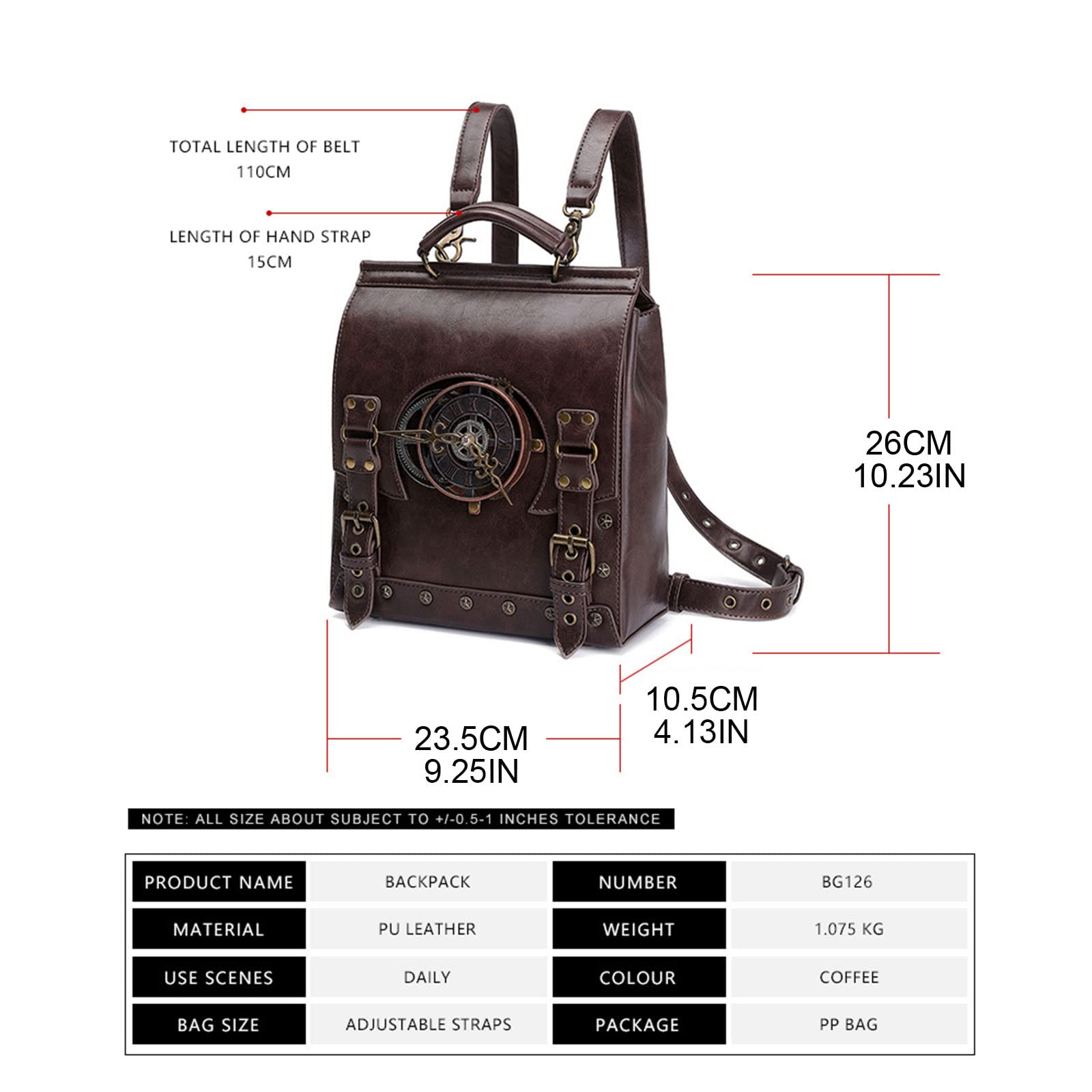 Zaino da donna in pelle PU Zaino per laptop vintage Studenti Scuola Weekend Zaini da viaggio Punk Casual Vintage Laptop per donne Zaini da viaggio Femminile Pelle PU