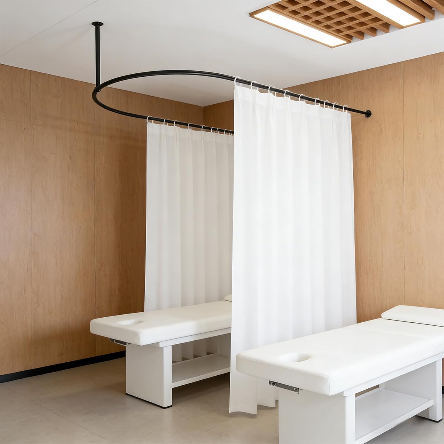 Privacy Partition Curtains, Salon Room Divider, Wall Mounted Privacy Curtain U-Shaped Partition for Beauty Salon Spa Treatment Room 11.48ft Coverage