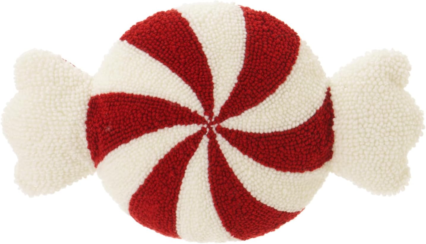 3 Pcs Cute Christmas Candy Cane Pillow, Fluffy Candy Corn Christmas Throw Pillow for Winter Home Sofa, Peppermint Xmas Decor (Cane Round A, 13.78''*22.83'')