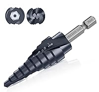 Vista 10 de Juego de brocas de paso M35 de cobalto mejorado con revestimiento Ultra TiAIN, 1/8"-7/8" (3 piezas) broca de paso Unibit con doble flauta