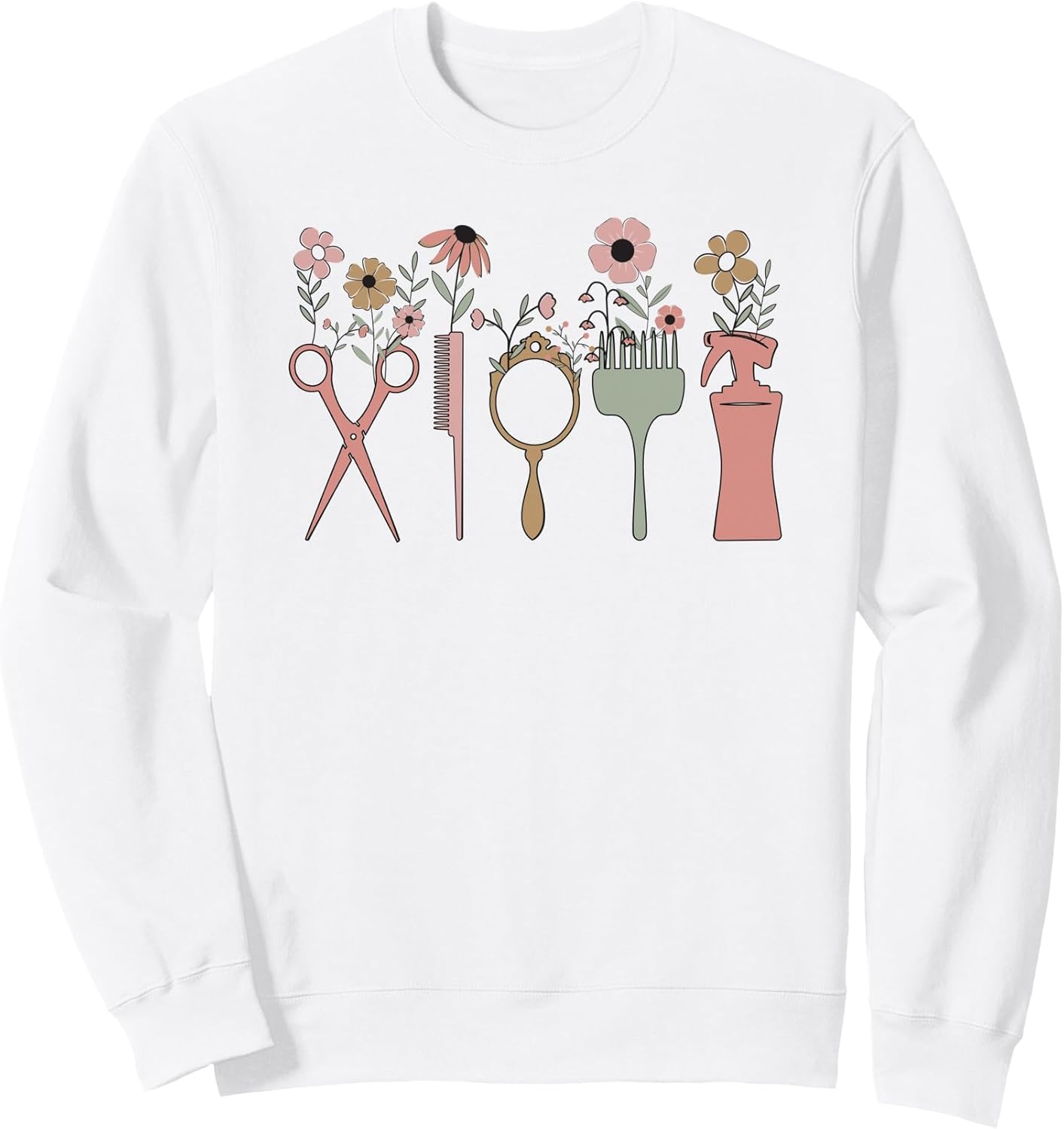 Hair Stylist Hairdresser Salon Men Women Groovy Retro Floral Sweatshirt