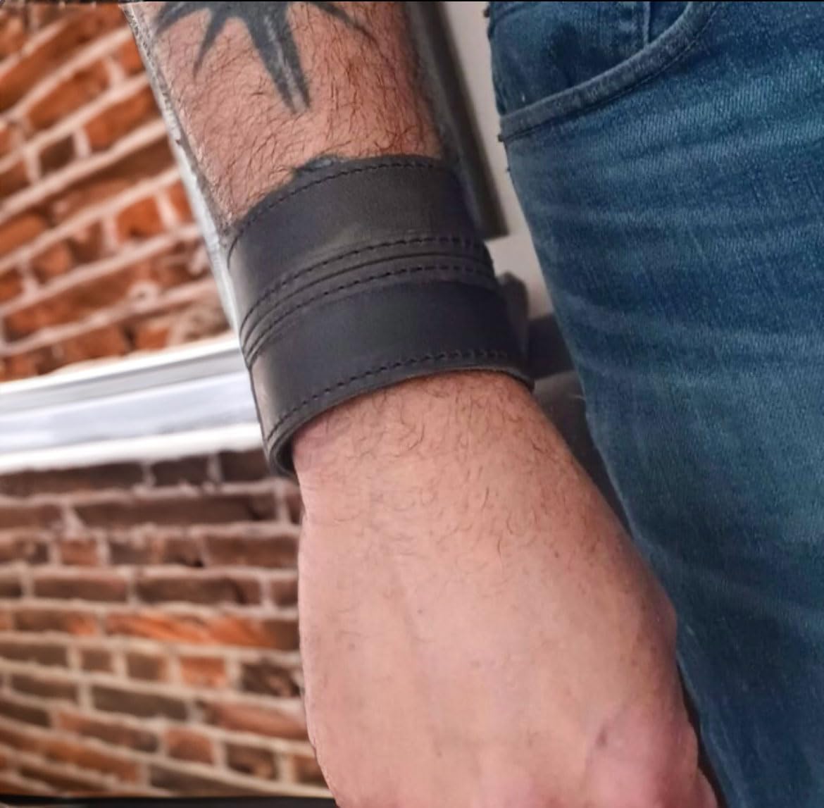 Anthology Gear Stylish Leather Cuff Bracelet Full Grain Wide Wristband For Men and Women (Unisex) - Image 5